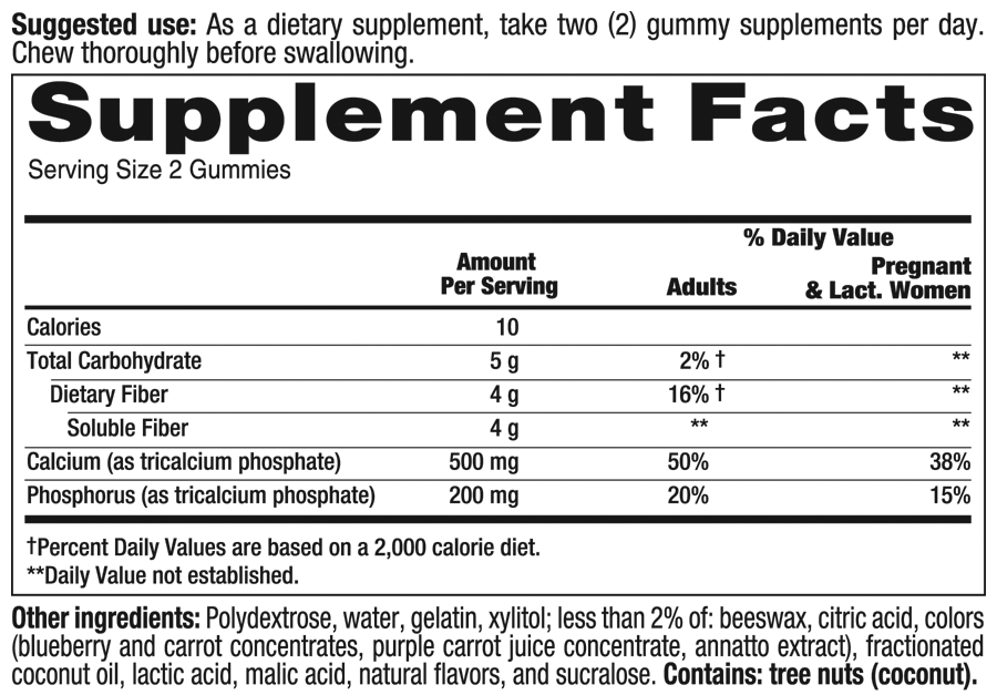 Fiber Plus Calcium Supplement Facts