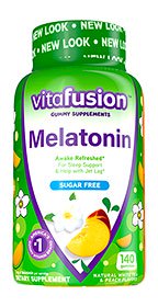 Vitafusion melatonin gummy supplements 140 count for sleep support and help with jet lag