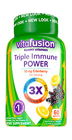 Vitafusion triple immune power gummy vitamins 60 count with elderberry, prebiotic, zinc & vitamin d