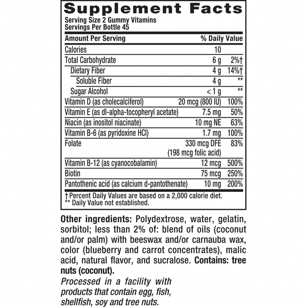 Womens Sugar Free 90ct Supplement Facts